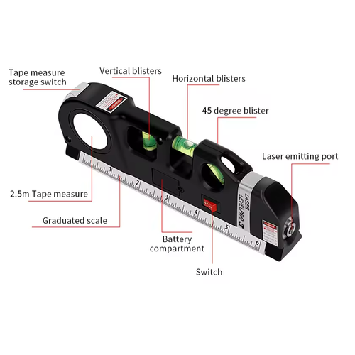 3 in 1 High Precision Measuring Infrared Ruler Level Meter Laser Level Meter