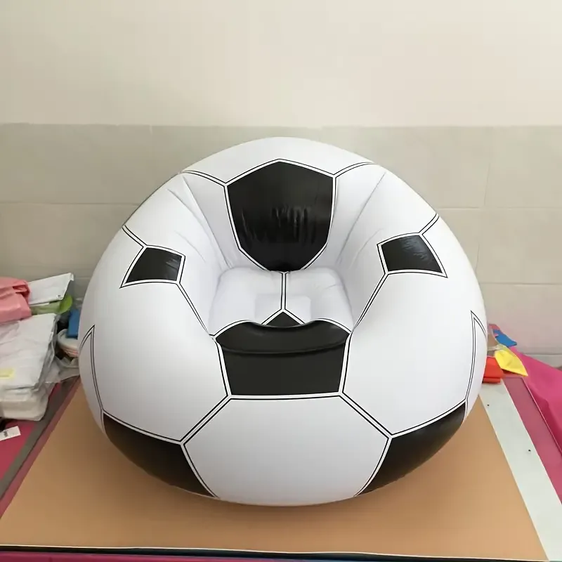 1PC Inflatable Soccer Ball Chair Sofa, Single Seat, Durable PVC, Portable for Home & Outdoor, Leisure Lounger, Camping Gear, Sports Themed Decor, Multicolor, Holiday Celebrations: Valentine's, Easter, Independence Day, Christmas, Halloween