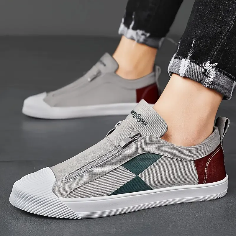 Men's Shoes With Good Grip, Zip-up Sneakers, Men's Footwear