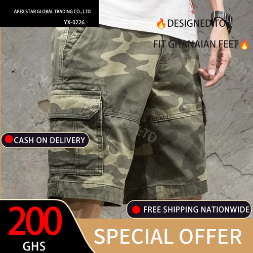 Camouflage cargo shorts, men's trendy brands, ins, trend, summer pants, loose five-point casual pants, men's