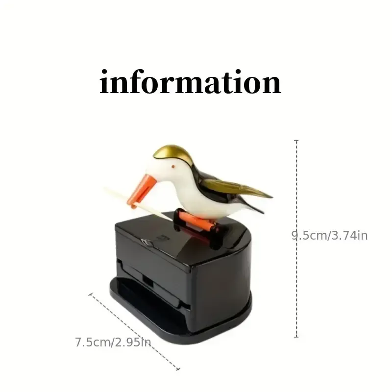 1pc Cute Woodpecker Toothpick Dispenser - Automatic Pop-Up Bird-Shaped Toothpick Holder, Durable ABS Resin, Perfect for Home & Restaurant Decor