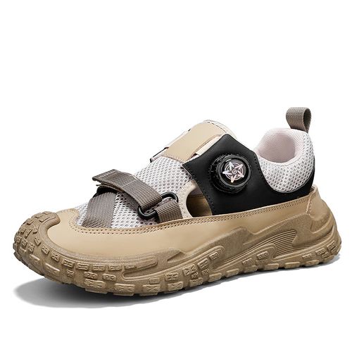 Summer comfortable men's sandals with thick-soled perforated mesh and knobs, outdoor hiking and travel shoes