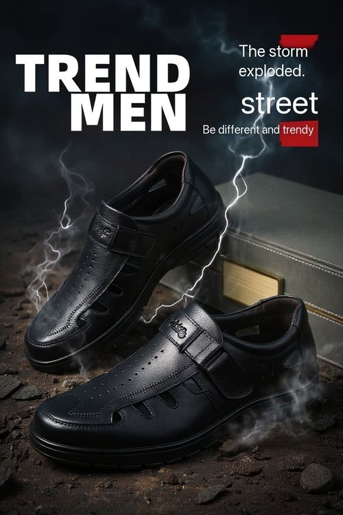 Leather shoes, business casual formal wear, single shoes with soft soles, summer men's sandals, beach shoes