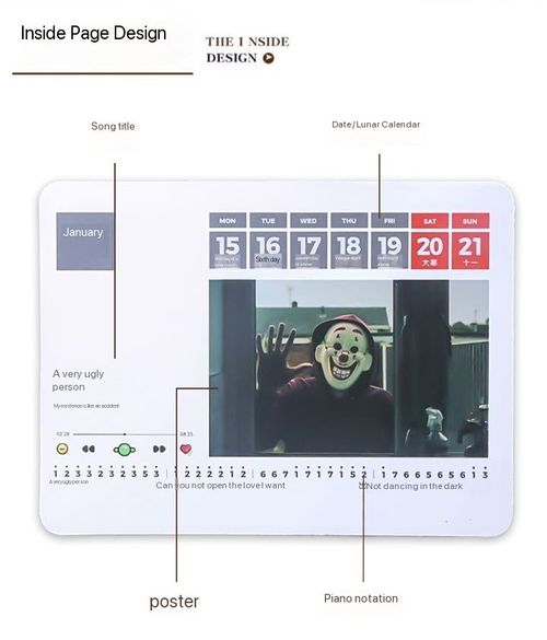 New table calendar can play piano table calendar simple score Jay Chou 52 piano calendar birthday gift