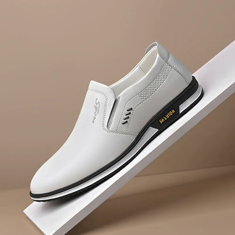 British style men's white leather shoes over-toe men's shoes