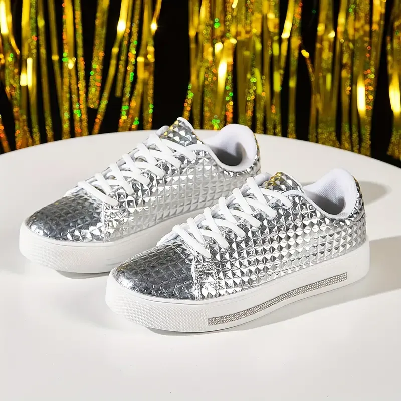 Women's Trendy Flat Sneakers, Fashion Lace Up Outdoor Shoes