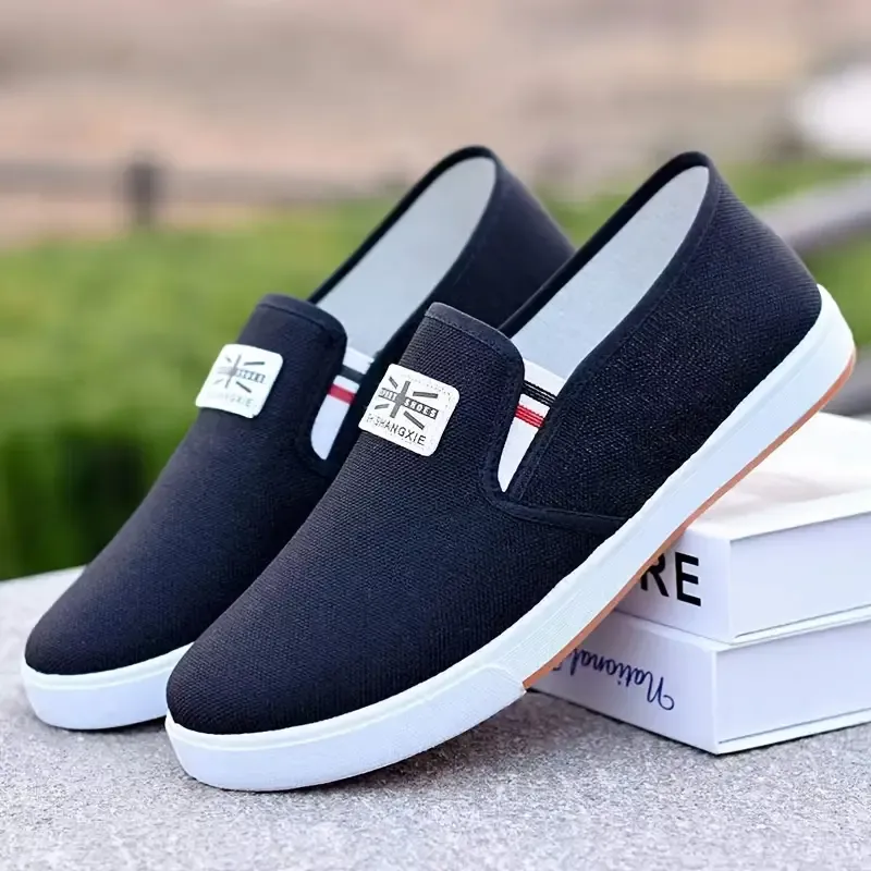 Men's Slip On Casual Shoes With Elastic Strap For Outdoor Walking, Non Slip Camping Shoes
