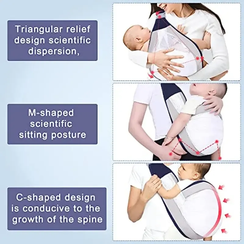Adjustable Mesh Youngsters Sling with Stylish Stripes - Comfortable Cotton Blend, Perfect for 0-3 Years - Ideal Holiday Gift in Pink