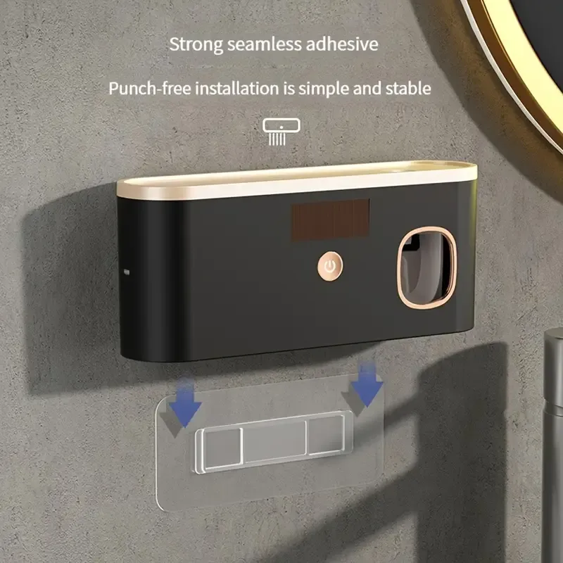 1pc Smart UV Sterilization Toothbrush Holder, Toothbrush Holder With Toothpaste Dispenser, Wall Mounted Toothbrush Storage Rack, Intelligent Toothbrush Sanitizer, Bathroom Accessories, home decor, furniture for home