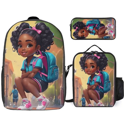 Large capacity school bag three piece set student trendy backpack casual backpack