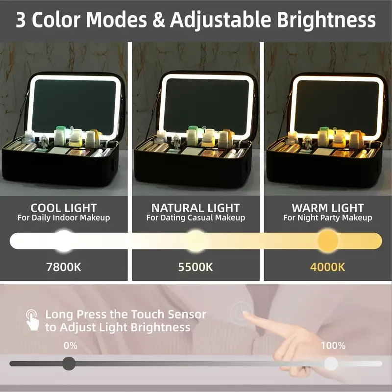makeup bag with LED mirror