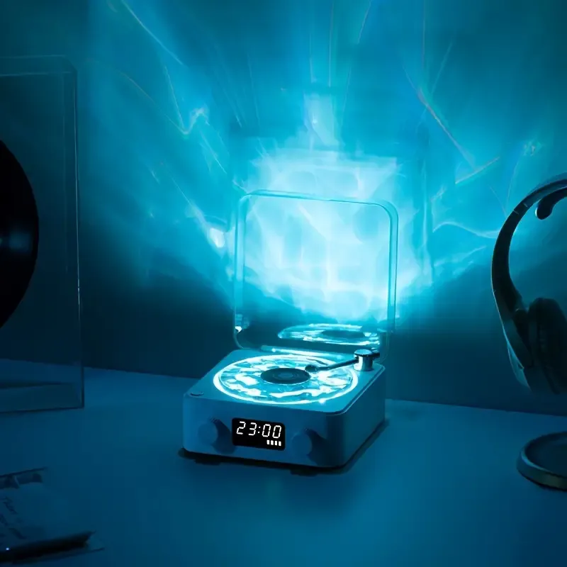 2024 Portable Wireless Vinyl Player - Stereo Music Speaker with USB Charging, Water Ripple Design, 1500mAh Rechargeable Battery - Ideal Gift for Her