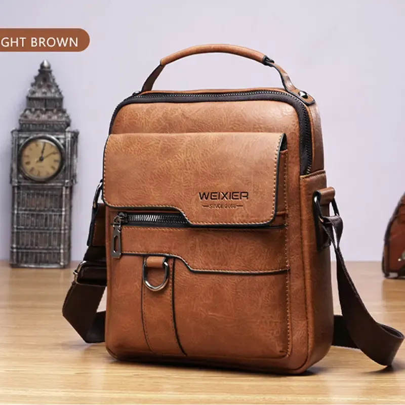Vintage-Style Men's Genuine Leather Crossbody Shoulder Bag