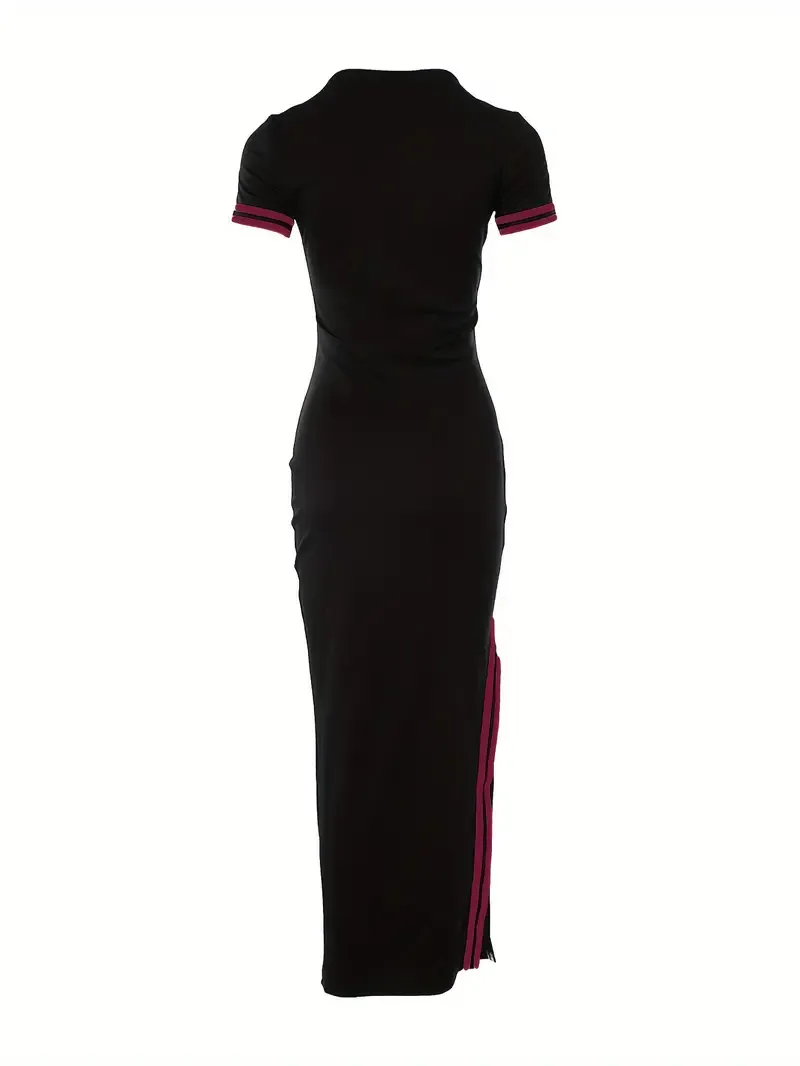 Rose Print Bodycon Dress - Chic Crew Neck