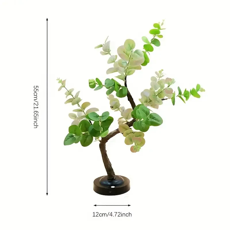 Bonsai Eucalyptus LED Tree Lamp - DIY Tabletop Decor, USB Battery Powered, Warm White Light for Living Room & Bedroom Aesthetics, Perfect Gift
