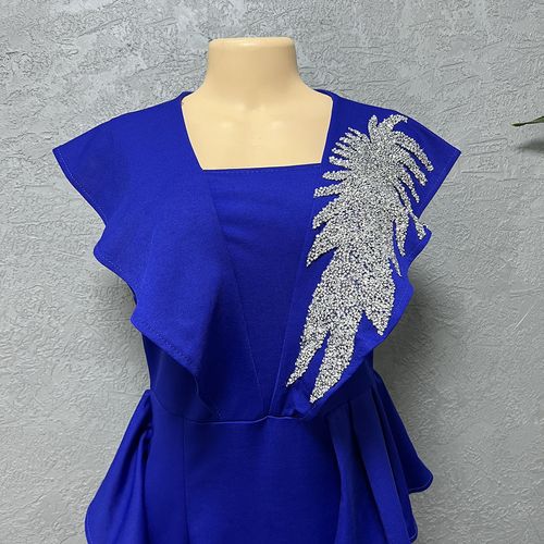Party Long Dresses For Women  Sexy Hip Wrap Slit Ruffles Peplum Pencil Dress Sparkly Crystal Tunic Evening Gowns