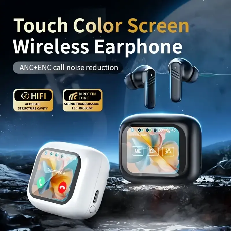 Upgraded Function Smart LCD Touch Screen Headphones, 2024 Universal Sports Wireless Headphones, Switchable Sound And Bilingual Chinese English, Built-in Microphone