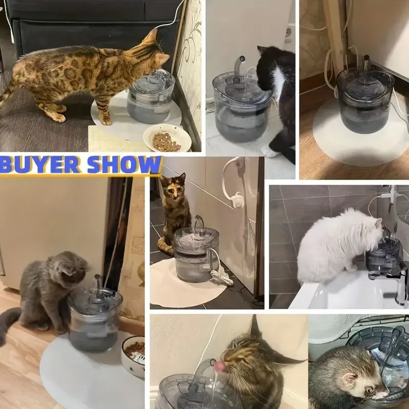1.8L Smart Pet Water Fountain, Automatic Cat Water Fountain, Transparent Ultra Quiet Cat Water Dispenser For Indoor Cats