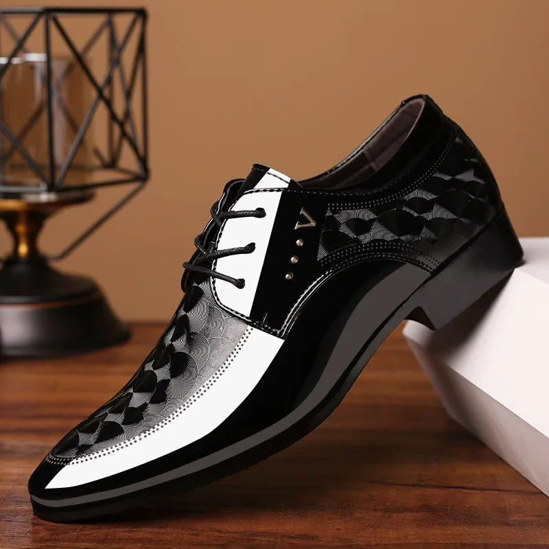 Spring new shiny business formal leather shoes for men