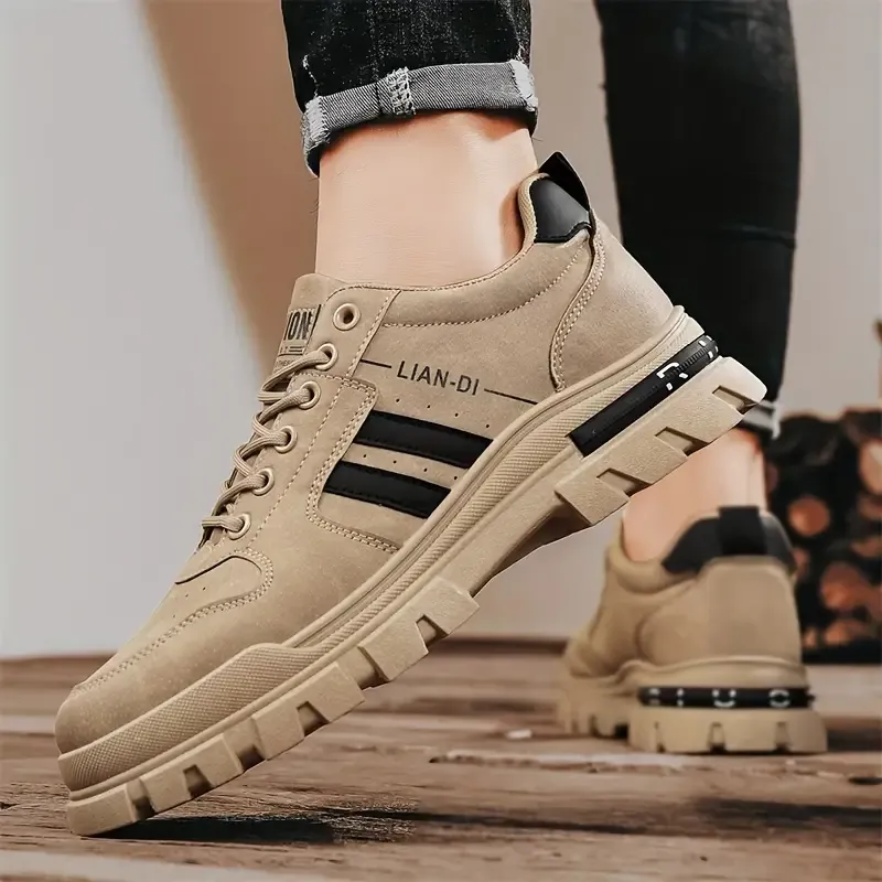 Men's Work Boots 2024 - Low Top PU Upper Casual Shoes with Rubber Sole, Lace Closure, Fabric Lined & Cloth Insole for Universal Fit - Durable Non-Slip Construction Footwear