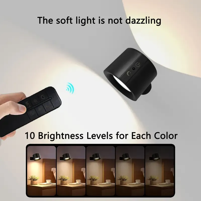 1pc LED Dual Sided Luminous Magnetic Wall Lamp, 360 ° Rotating Multifunctional Wall Lamp, Three Color Adjustable, Touch Remote Control, USB Charging, Household Lighting, Suitable For Living Room, Bedroom, Corridor, Bedside, Etc