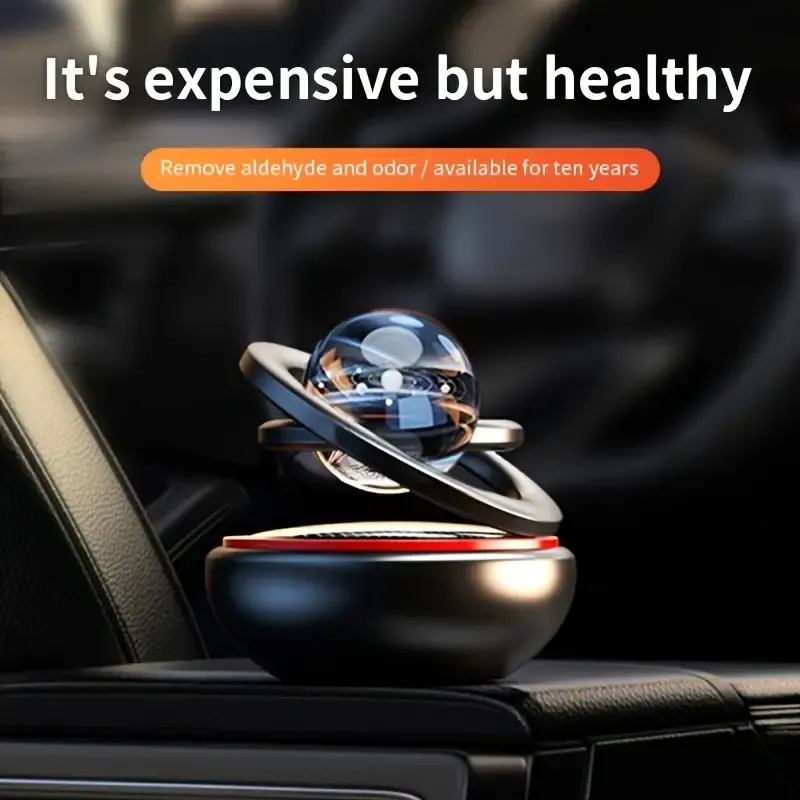 Creative Solar Rotating Car Aroma Ornaments Car Interior Decoration With Solid Car Perfume Aroma Tablets Car Air Freshener