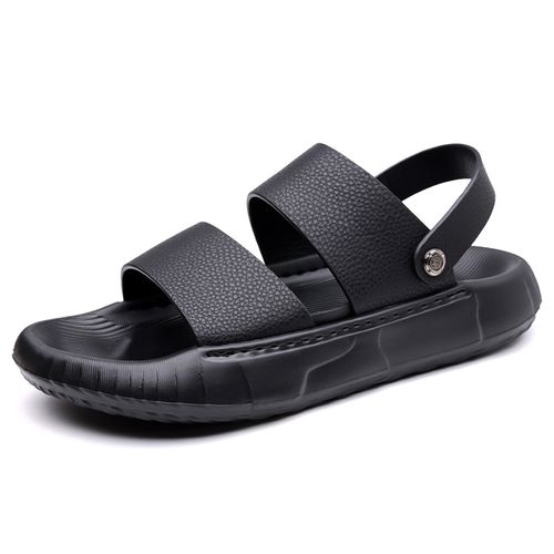 Men's trendy new style top-grain cowhide slippers, soft-soled, genuine leather beach shoes, thick-soled sandals for outdoor wear