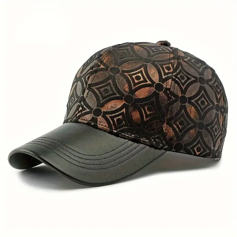 Street Style Geometric-Pattern Lightweight Baseball Cap, Slight Stretch, 100% Polyester Fabric, Unisex Hip-Hop Fashion Hat