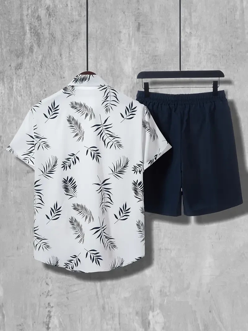 ropical Hawaiian Shirt & Shorts Set for Men