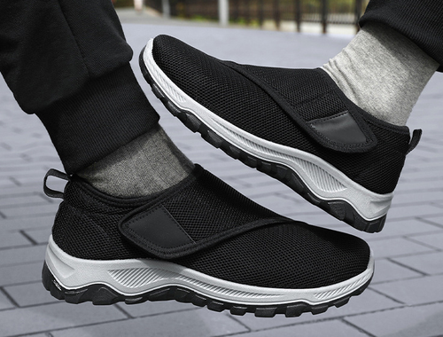 Men's mesh breathable casual shoes slip on Velcro dad shoes