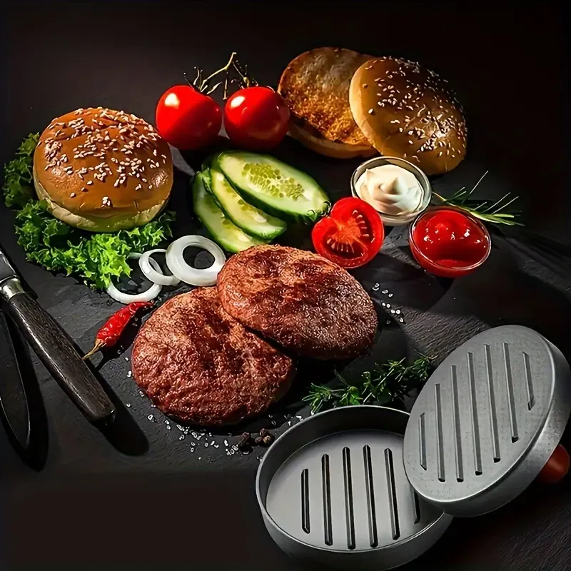 1PC Non-Stick Burger Press Patty Maker - Metal Hamburger Mold for Beef, Cheese, Veggie Burger Making, Suitable for BBQ Grill Cooking