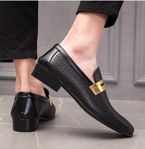 New low-top British perforated breathable business casual leather shoes