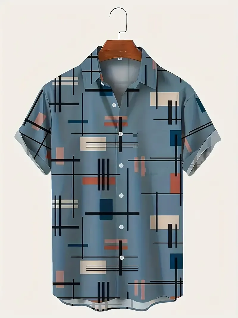 Casual All-match Men's Short Sleeve Button Down Shirt, Summer Outdoor Holiday