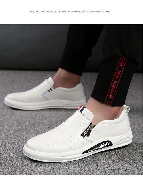 Men's leather shoes high-end business white shoes casual fashion trend simple breathable slip-on men's shoes