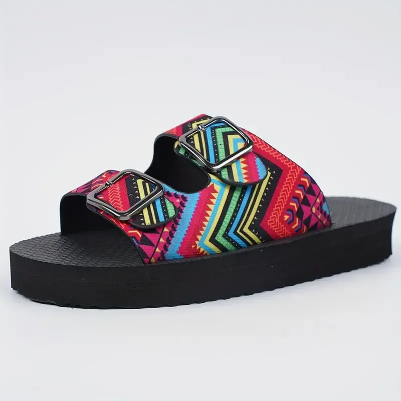 Stylish Double Buckle Slide Sandals