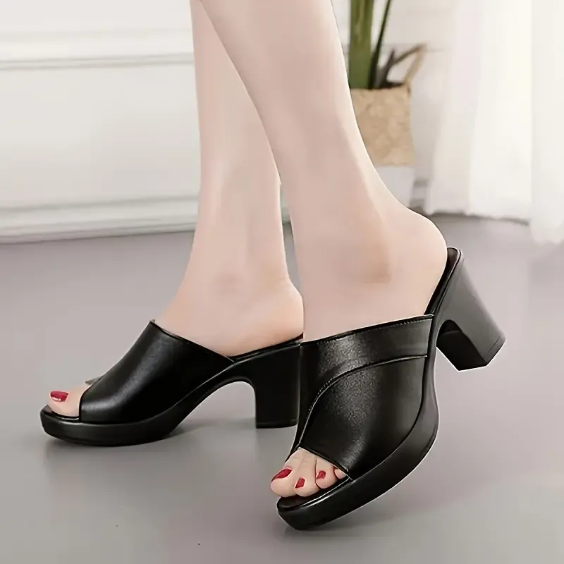 Chic Womens Chunky Heeled Sandals