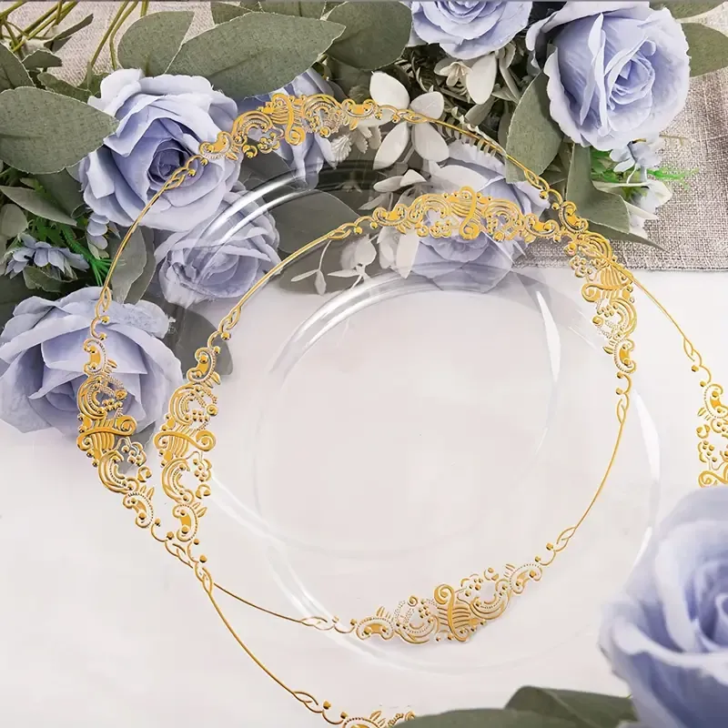 🔥🔥Hot Sale Promotion -70pcs, Elegant Golden Disposable Dinnerware Set For 10 Guests - Includes 10 Dessert Plates, 10 Salad Plates, 10 Napkins, 10 Cups, & 30 Cutlery (Forks, Knives, Spoons) - Perfect For Wedding Anniversary, Holiday Parties