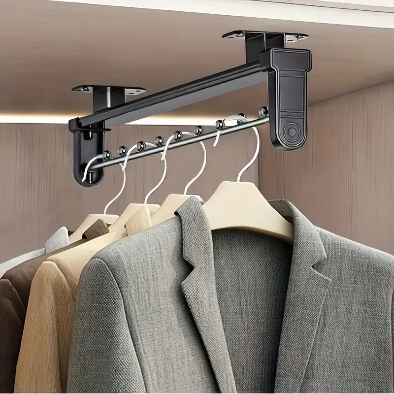 1 pc Space-Saving Telescopic Pants Hanger and 5 pcs pants support  - Durable Metal, Multi-Functional Organizer for Wardrobe & Closet - Perfect for Suits, Jackets, Tops & More, Drying Racks