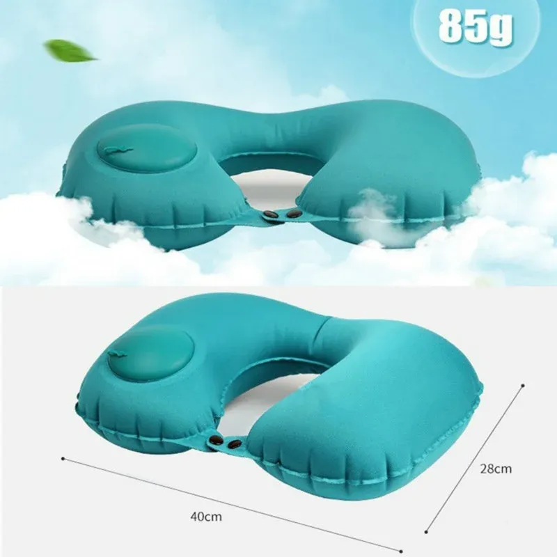 U-Shape Inflatable Travel Pillow Neck Pillow Car Head Rest Air Pillows Cushion for Travel Office Nap Head Rest Air Neck Cushion