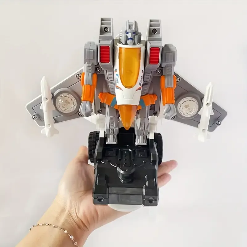 Transforming Fighter Jet Toy with Music & Lights - 360° Mobility, Perfect for Birthday, Christmas, Thanksgiving Gifts - Batteries Not Included
