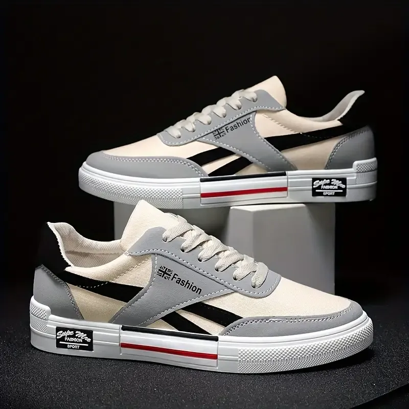 Men's Breathable Canvas Skate Shoes - Non-Slip, Lace-Up Sneakers for All Seasons | Casual Street Style with Comfort Fit & Durable Sole | Perfect for Outdoor Activities