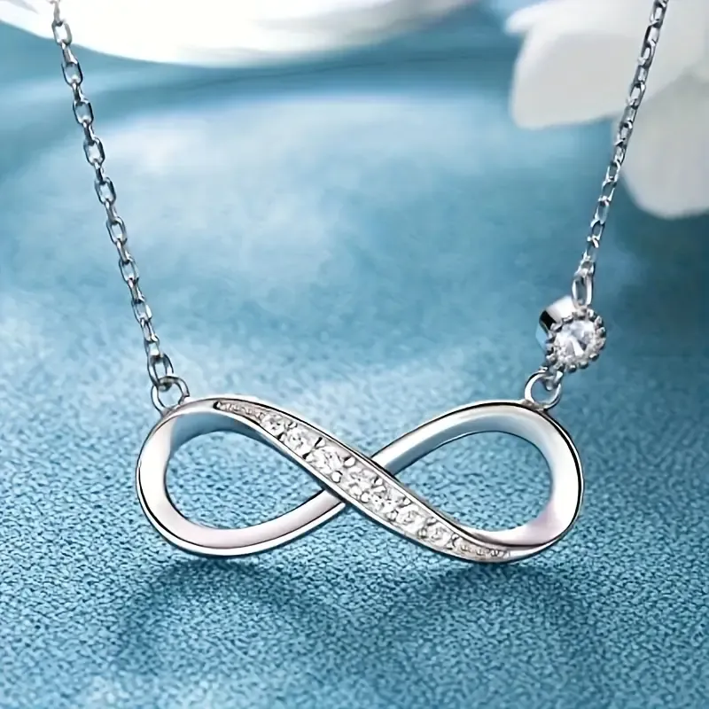 Delicate Silver Plated zirconia Infinity Necklace Bridal Wedding Pendant Necklace For Women Anniversary Lover Gift Jewelry