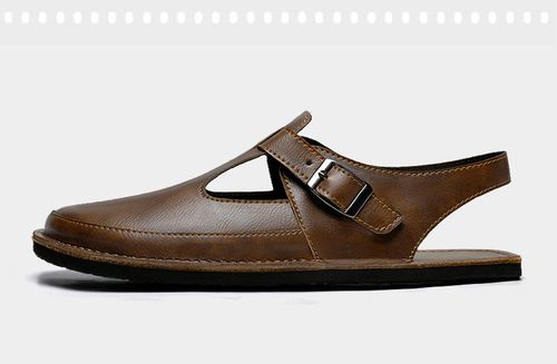 Handmade leather sandals, flip-flops, lazy shoes, one-foot flat casual slippers