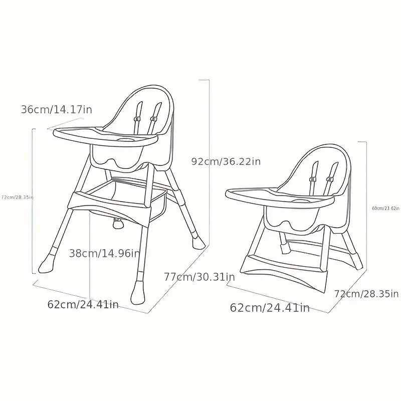 Cochildor 3-in-1 Convertible High Chair, PU Leather Baby Booster Seat, Adjustable Toddler Dining Chair with Tray, Non-Folding, Safety Harness, Easy Assembly, Suitable for 0-3 Years Old