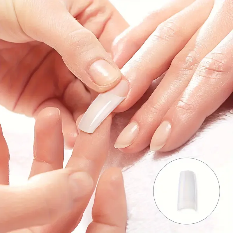500pcs Long Coffin False Nails White Artificial Nail Tips Set Easy To Shape And File For DIY Nail Art Salon Design