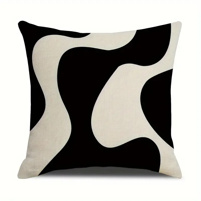 4pcs 1set Contemporary Geometric Abstract Pillow Covers, 45x45cm Linen Cushion Cases, Zippered Sofa Decor, Home Decor, No Insert, Machine Washable