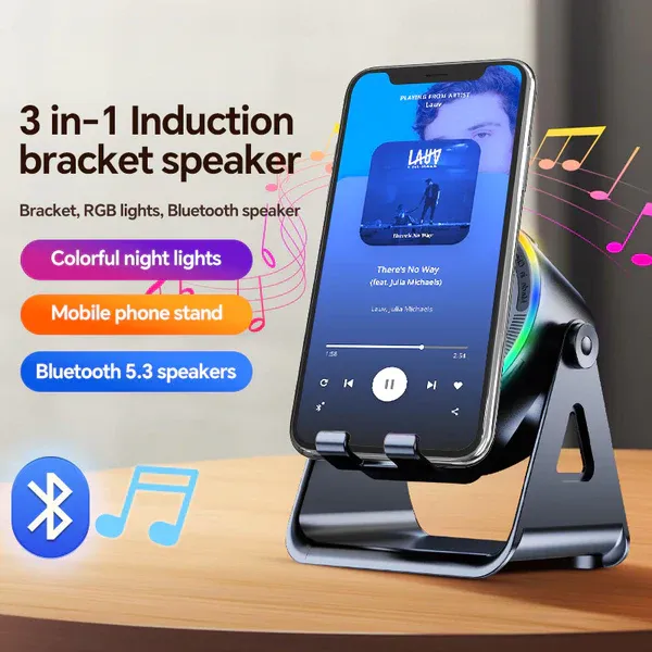 2025 New Color Light Sensor Bluetooth Speaker Desktop Phone Tablet Stand Mini Wireless Speaker