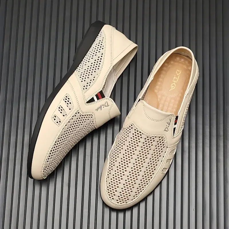 Mens Low-Top Solid Color Microfiber Synthetic Leather Slip-On Loafers