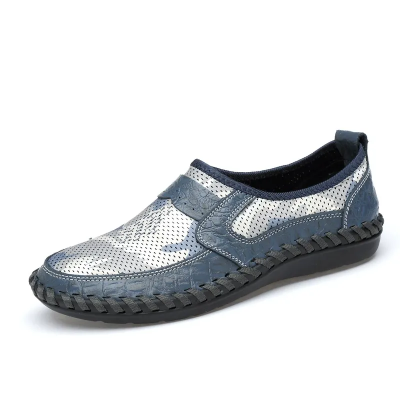 Summer casual shoes for men, perforated mesh fabric breathable shoes
