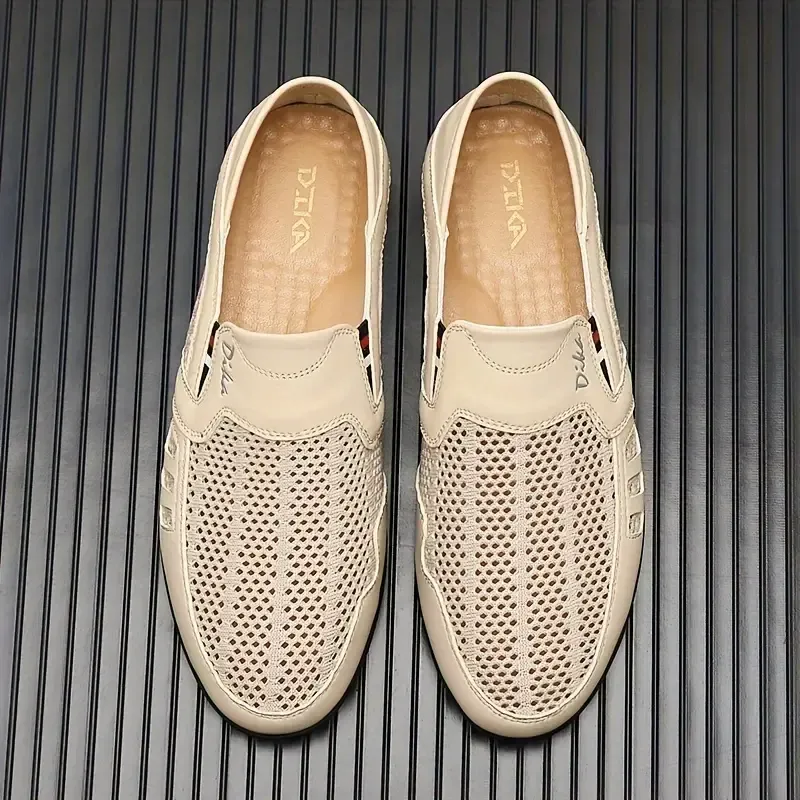 Mens Low-Top Solid Color Microfiber Synthetic Leather Slip-On Loafers